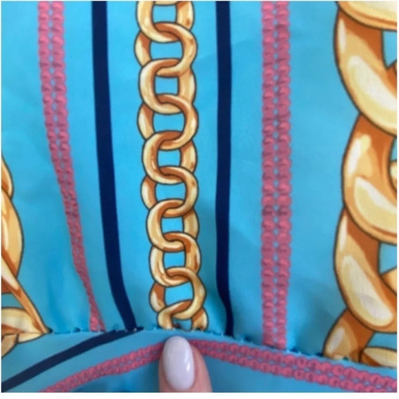 NWT Queen Bee Ruffle Plunge Front Midi Chain Print Maternity Dress Size 12 - Picture 6 of 13